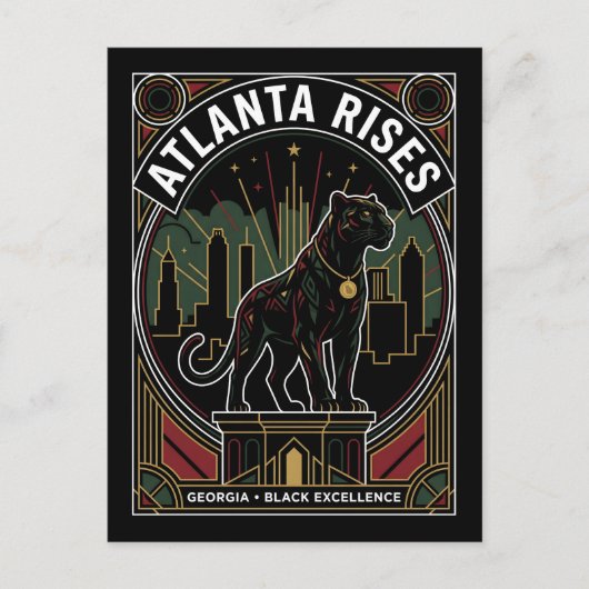 Atlanta Rises Black Panther Black Excellence Art Postkarte (Vorderseite)