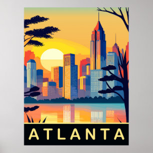 Atlanta, romantischer Sonnenuntergang über der Sta Poster