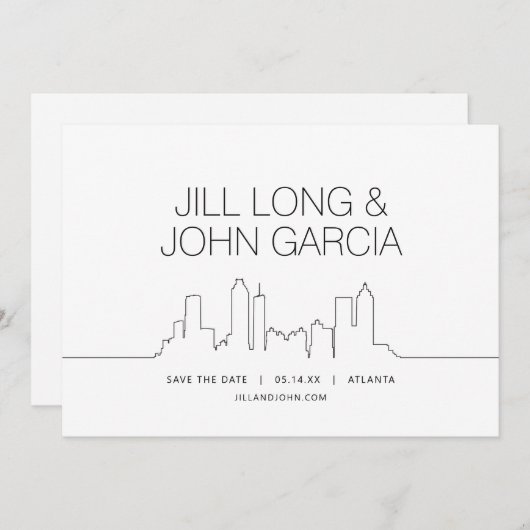 Atlanta Save the Date Einladung (Vorne/Hinten)