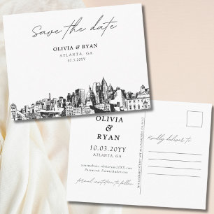 Atlanta Save the Date Postcard Elegante Wedding Postkarte