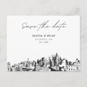 Atlanta Save the Date Postcard Elegante Wedding Postkarte (Vorderseite)