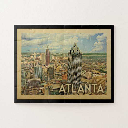Atlanta Skyline Atlanta Vintage Travel Puzzle (Horizontal)