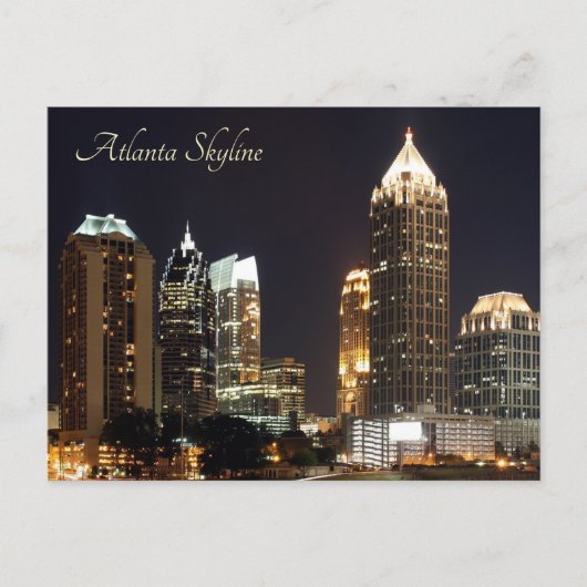 Atlanta Skyline bei Nacht Postkarte (Vorderseite)