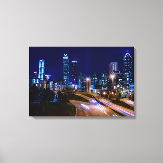 Atlanta Skyline bei Night Canvas Print Leinwanddruck (Vorderseite)