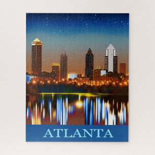 Atlanta Skyline by Night mit Reflections Jigsaw P Puzzle