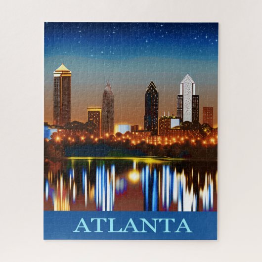 Atlanta Skyline by Night mit Reflections Jigsaw P Puzzle (Vertikal)