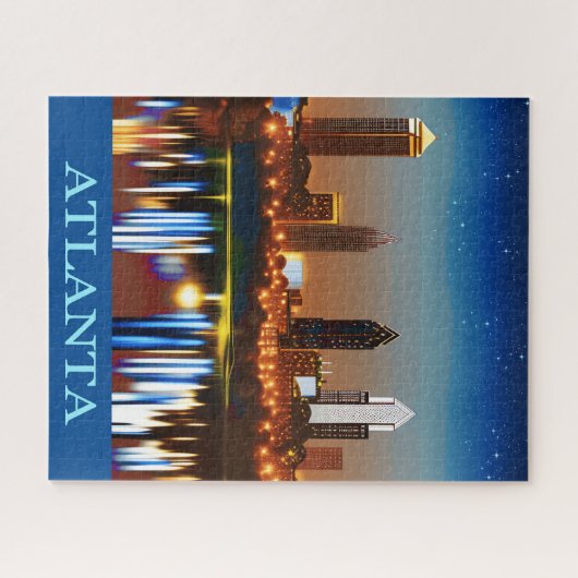 Atlanta Skyline by Night mit Reflections Jigsaw P Puzzle (Horizontal)