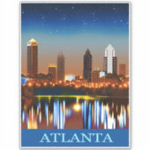 Atlanta Skyline by Night with Reflections Aufkleber (Vorderseite)