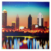 Atlanta Skyline by Night with Reflections Fliese (Vorderseite)