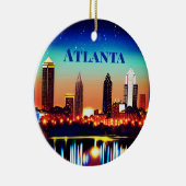 Atlanta Skyline by Night with Reflections Keramik Ornament (Rechts)