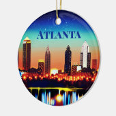 Atlanta Skyline by Night with Reflections Keramik Ornament (Links)