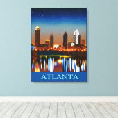 Atlanta Skyline by Night with Reflections Leinwanddruck (Insitu (Holzboden))