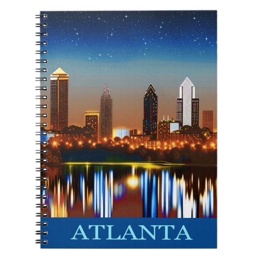 Atlanta Skyline by Night with Reflections Notizblock (Vorderseite)