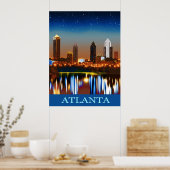 Atlanta Skyline by Night with Reflections Poster (Küche)