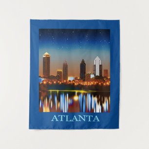 Atlanta Skyline by Night with Reflections Wandteppich