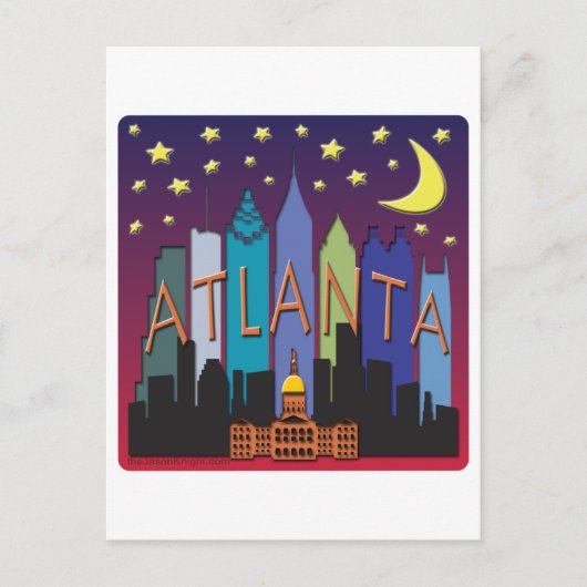 Atlanta Skyline-Megafarbe Postkarte (Vorderseite)