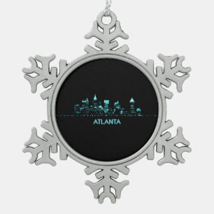 Atlanta-Skyline Schneeflocken Zinn-Ornament