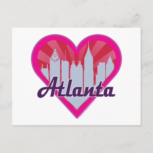 Atlanta Skyline Sunburst Herz Postkarte (Vorderseite)