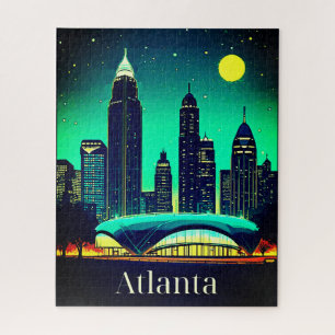 Atlanta Skyline unter einem Sternenhimmel Puzzle