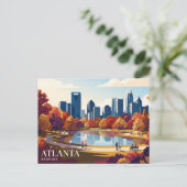 Atlanta Skyline USA Postkarte (Stehend Vorderseite)