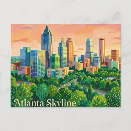 Atlanta Skyline USA Postkarte (Vorderseite)