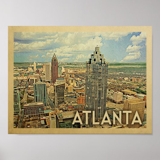 Atlanta Skyline Vintage Travel Poster (Vorne)