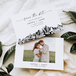 Atlanta Skyline Wedding Save the Date Card Einladung