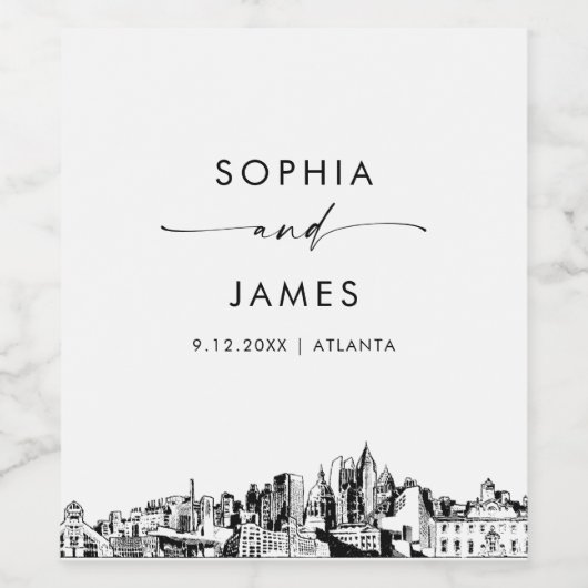 Atlanta Skyline Weinetikett (Einzelnes Label)