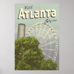 Atlanta Skyview Riesenrad Vintage Reiseposter Poster