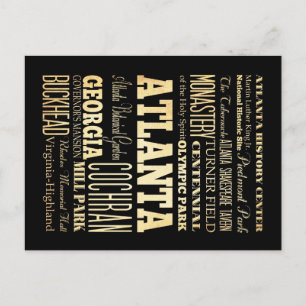 Atlanta Stadt Georgia State Typografie Kunst Postkarte