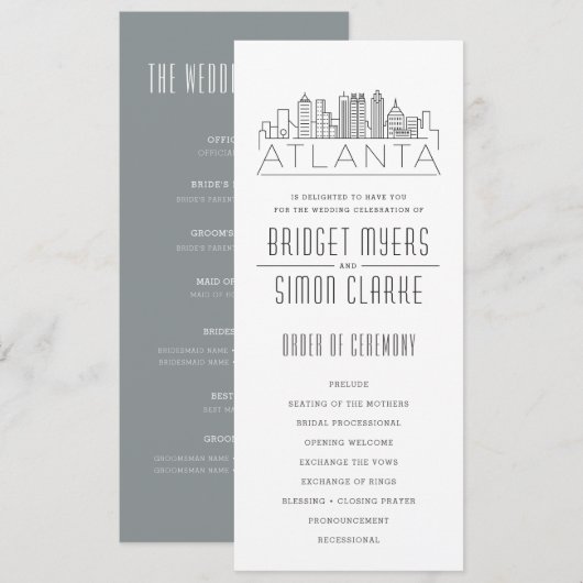 Atlanta stilisierte Skyline | Hochzeitsprogramm Einladung (Vorne/Hinten)
