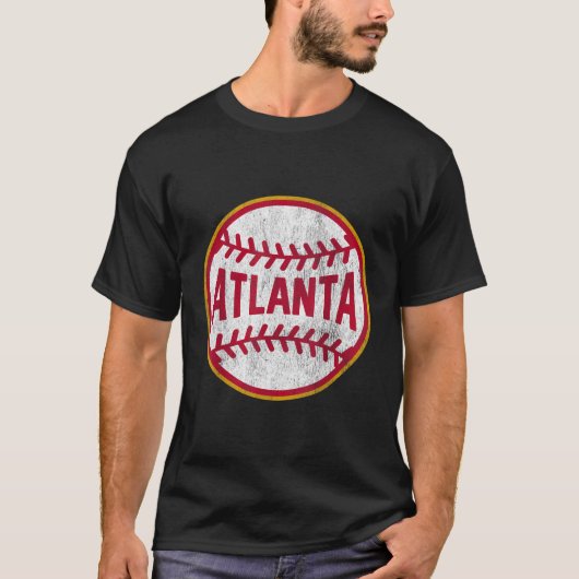 Atlanta T-Shirt Vintag Baseball-Rückwärtsdrehkreuz (Vorderseite)