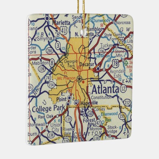 Atlanta Vintage Karte Keramikornament (Rechts)