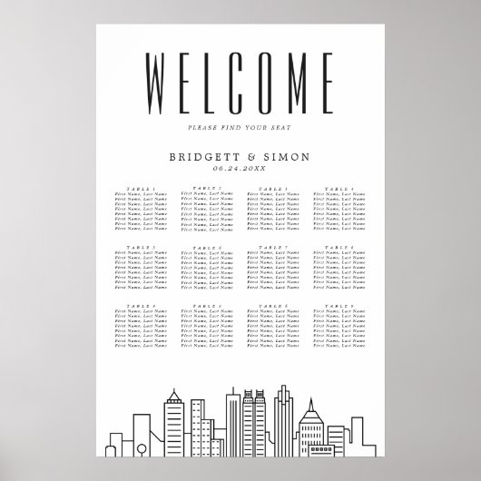 Atlanta Wedding | 12 Tabelle Seating Chart Poster (Vorne)