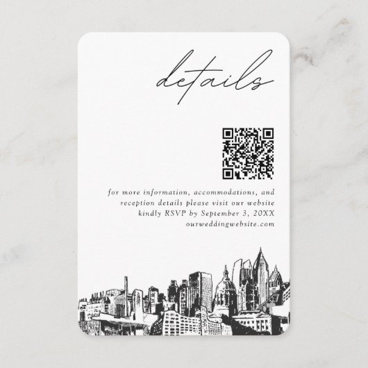Atlanta Wedding Details QR Code Small Begleitkarte (Vorderseite)