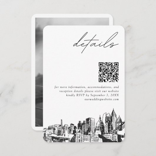 Atlanta Wedding Details QR Code Small Begleitkarte (Vorne/Hinten)