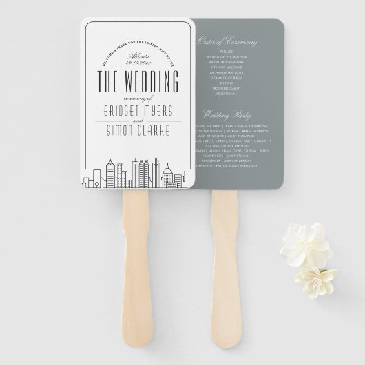 Atlanta Wedding | Hochzeitsprogramm Hand Fan Fächer (Vorne und Hinten)