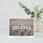 Atlanta Wedding Save the Date Downtown Retro Postkarte (Stehend Vorderseite)