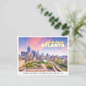 Atlanta Wedding Save the Date Skyline Postcard Postkarte (Stehend Vorderseite)