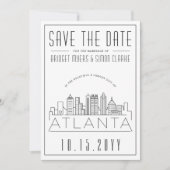 Atlanta Wedding | Stilisierte Skyline Save the Dat Einladung (Vorderseite)