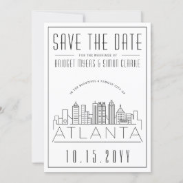 Atlanta Wedding | Stilisierte Skyline Save the Dat Einladung