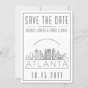 Atlanta Wedding   Stilisierte Skyline Save the Dat Einladung