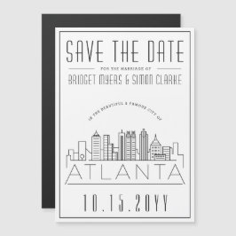 Atlanta Wedding | Stilisierte Skyline Save the Dat Magneteinladung