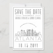 Atlanta Wedding | Stilisierte Skyline Save the Dat Magneteinladung (Vorderseite)