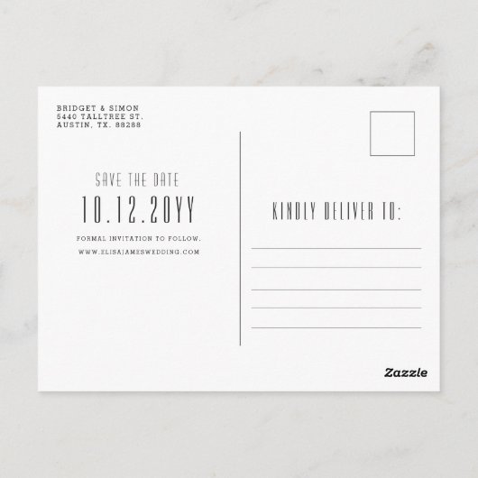 Atlanta Wedding | Stilisierte Skyline Save the Dat Postkarte (Rückseite)