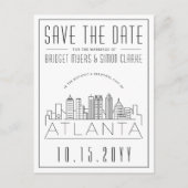 Atlanta Wedding | Stilisierte Skyline Save the Dat Postkarte (Vorderseite)