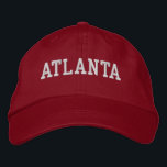 Atlanta White und Red Bestickte Baseballkappe<br><div class="desc">Atlanta bestickt Weiß auf roten Baumwollhut. Ein wunderbares Geschenk für jeden, der Atlanta GA Liebe! Wenn Sie Ihren persönlichen Text bevorzugen, wählen Sie einfach den Knopf "Diese Vorlage personalisieren", um Ihre Auswahl an benutzerdefiniertem Text einzugeben. Die Stickerei kann auch an andere Farbeinstellungen angepasst werden, indem Sie die Schaltfläche "Design bearbeiten"...</div>