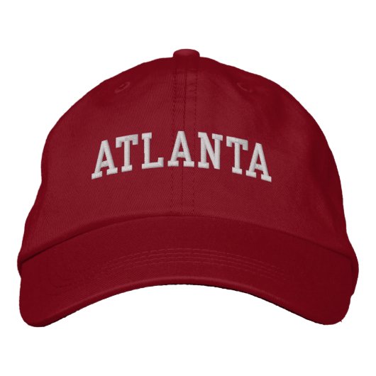 Atlanta White und Red Bestickte Baseballkappe (Vorderseite)