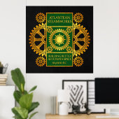 Atlantean Steamworks - Gold & Green auf Black Poster (Heimbüro)