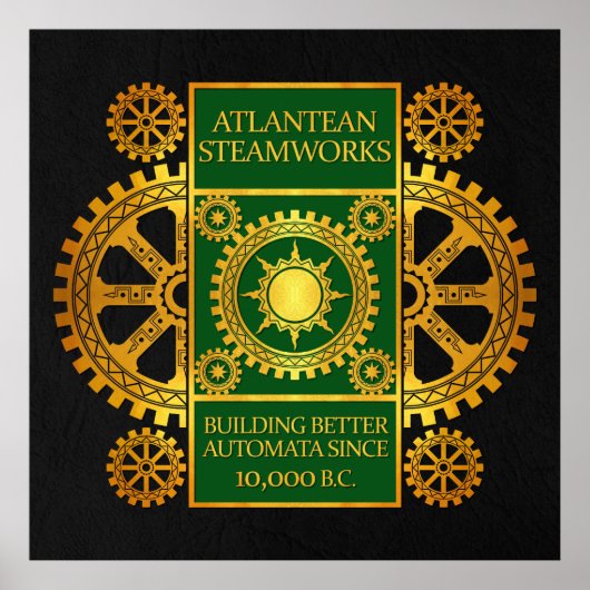 Atlantean Steamworks - Gold & Green auf Black Poster (Vorne)